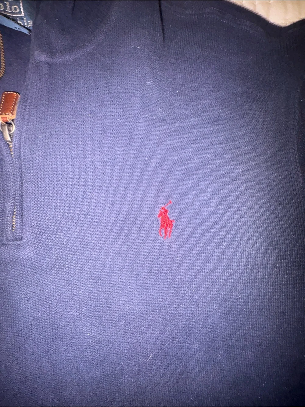 Polo by Ralph Lauren Navy Quarter-Zip Pullover with Red Pony